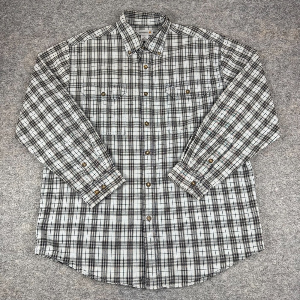 Carhartt Light Brushed Button Down Shirt Long Sleeve Plaid Mens Large L
